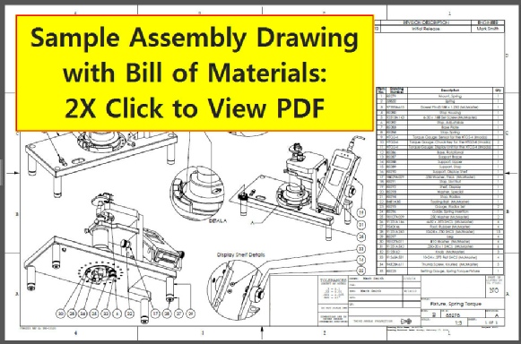 Spring Torque Fixture: The assembly drawing, with complete Bill of Materials. 
