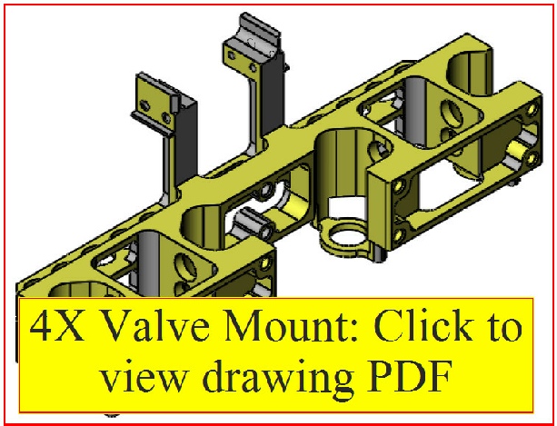 Valve Caddy: Holds 4 Nordson valves at same time, something (I was told) the robotic company had never done before.